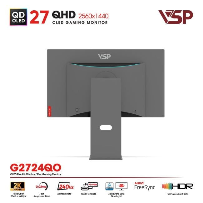 Màn hình QD-OLED Ai gaming Vision Pro G2724QO (27Inch / 2K / 10bit / 240Hz / 0.03ms / G-Sync)