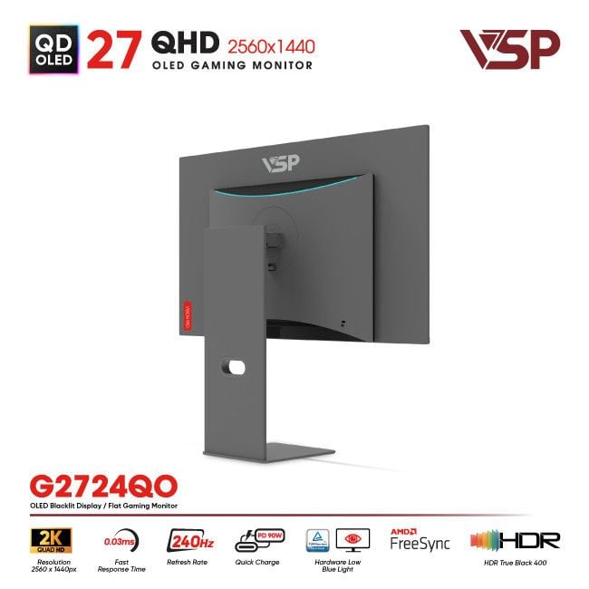Màn hình QD-OLED Ai gaming Vision Pro G2724QO (27Inch / 2K / 10bit / 240Hz / 0.03ms / G-Sync)