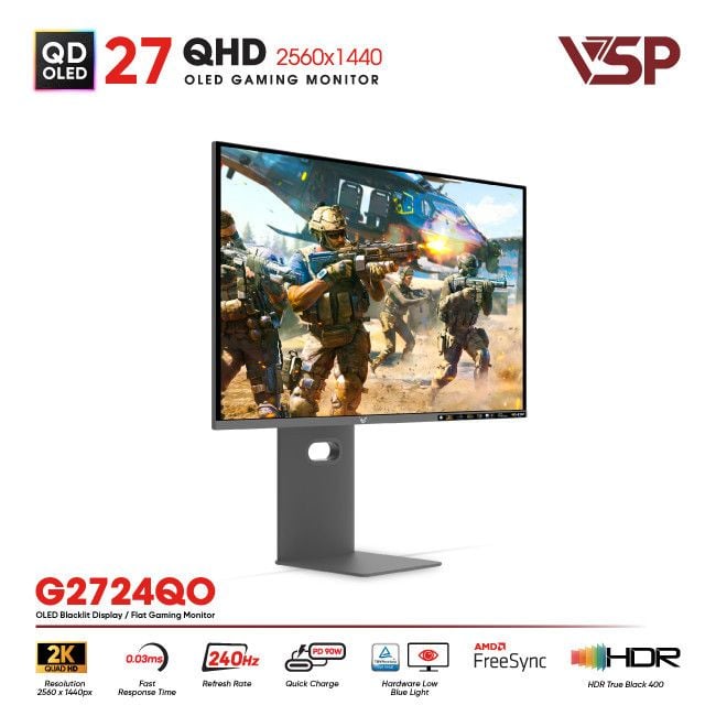 Màn hình QD-OLED Ai gaming Vision Pro G2724QO (27Inch / 2K / 10bit / 240Hz / 0.03ms / G-Sync)