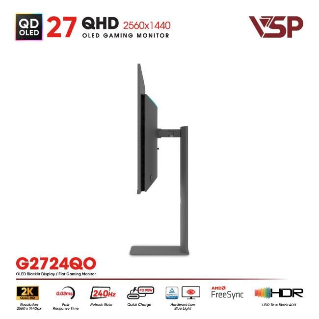 Màn hình QD-OLED Ai gaming Vision Pro G2724QO (27Inch / 2K / 10bit / 240Hz / 0.03ms / G-Sync)