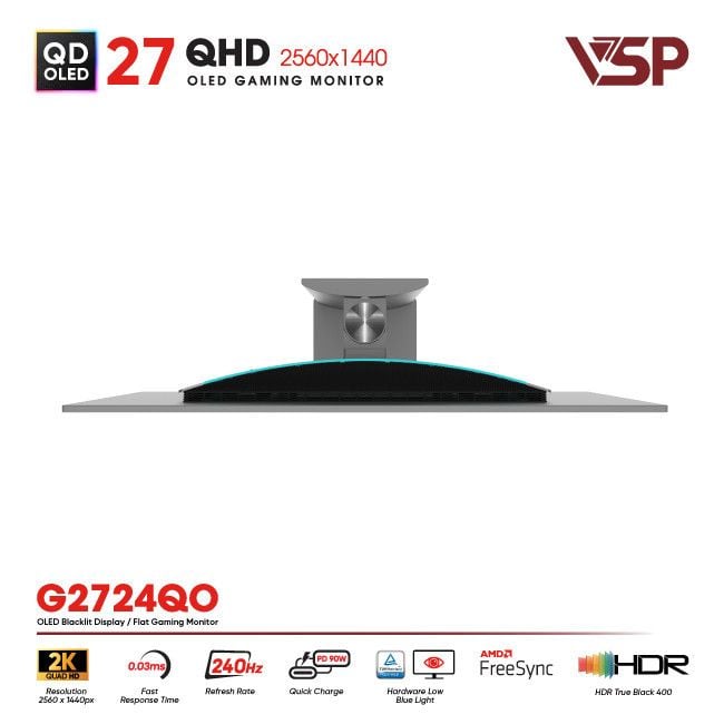 Màn hình QD-OLED Ai gaming Vision Pro G2724QO (27Inch / 2K / 10bit / 240Hz / 0.03ms / G-Sync)