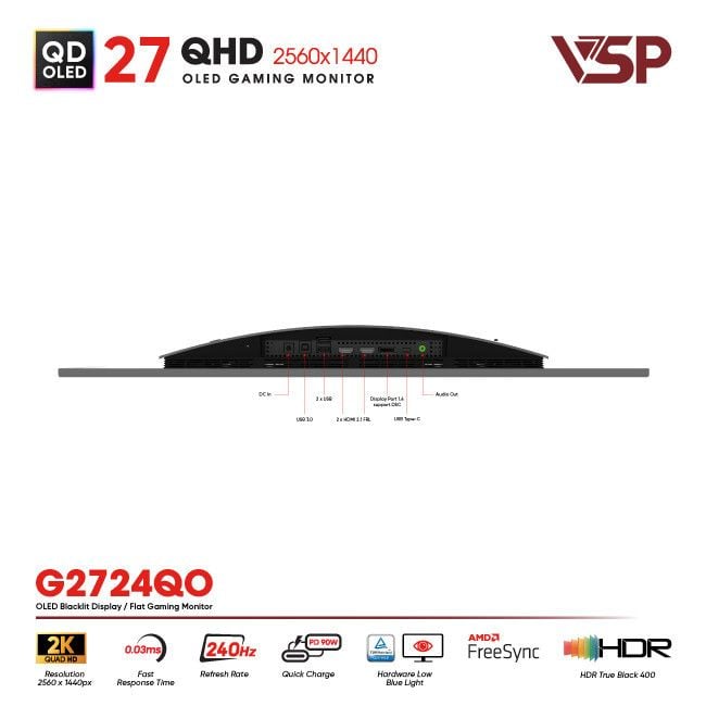 Màn hình QD-OLED Ai gaming Vision Pro G2724QO (27Inch / 2K / 10bit / 240Hz / 0.03ms / G-Sync)