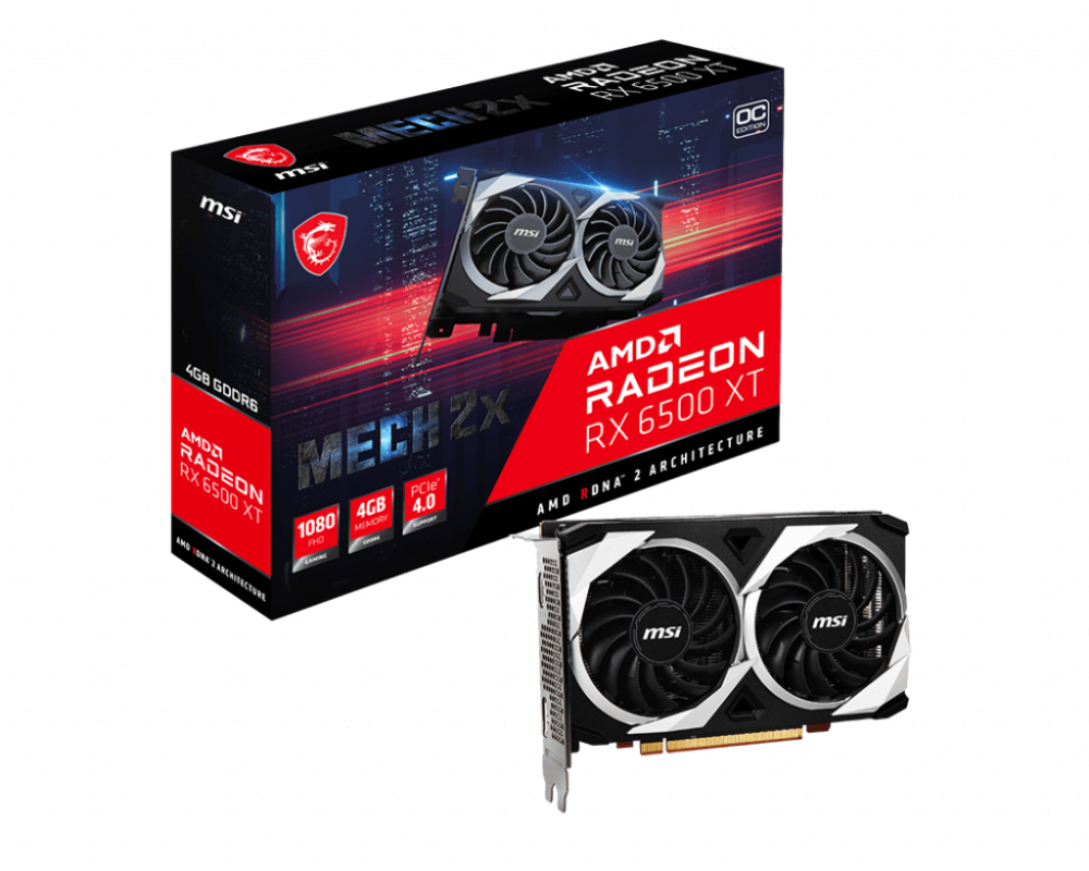 VGA MSI Radeon RX 6500 XT MECH 2X 4GB OC 2 Fan