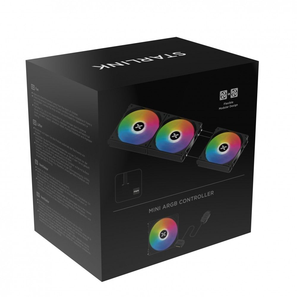 FAN CASE XIGMATEK STARLINK - EN41303 - ARGB, MODULAR DESIGN, PACK x3