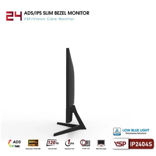 Màn hình VSP IP2404S | 23.8 inch, Full HD, IPS, 1ms, 120Hz, TUV bảo vệ mắt