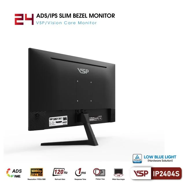 Màn hình VSP IP2404S | 23.8 inch, Full HD, IPS, 1ms, 120Hz, TUV bảo vệ mắt