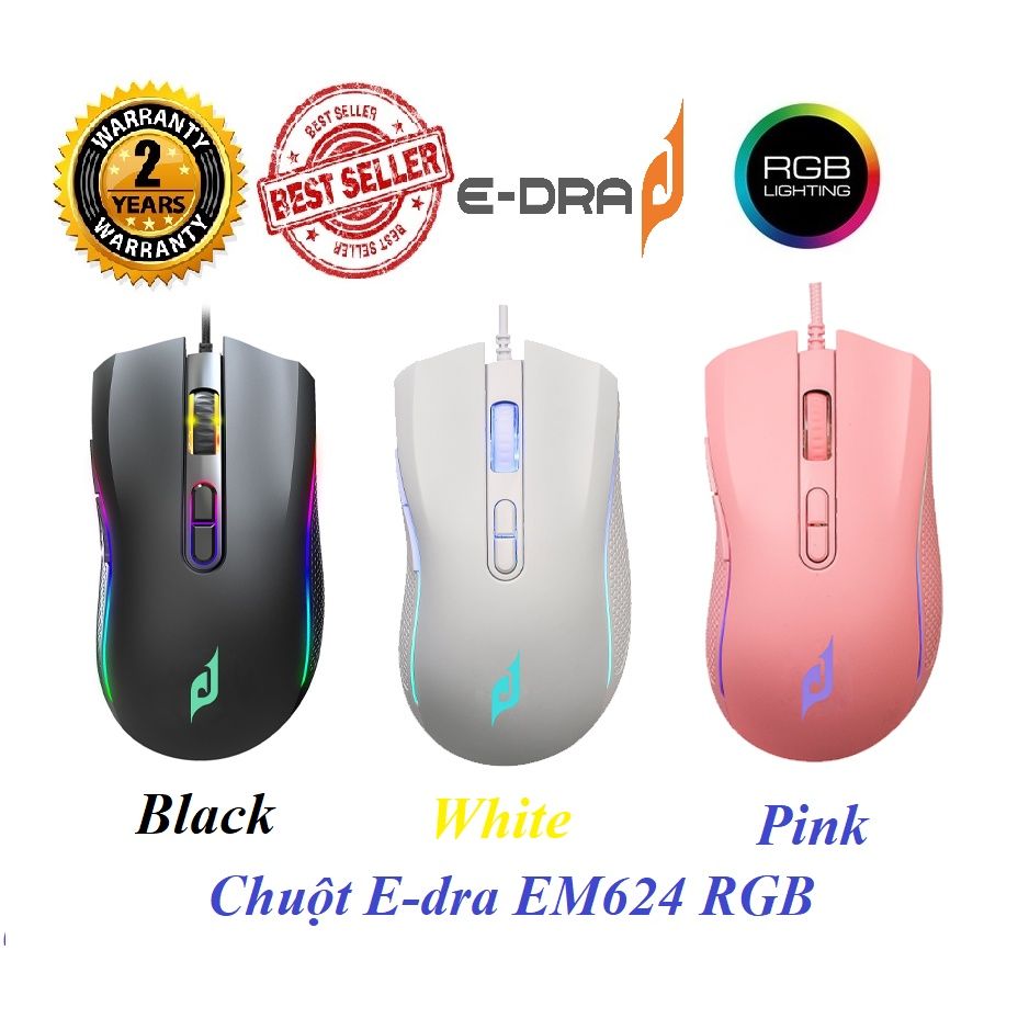 CHUỘT EDRA EM624 (USB) (Đen/Trắng/Hồng)