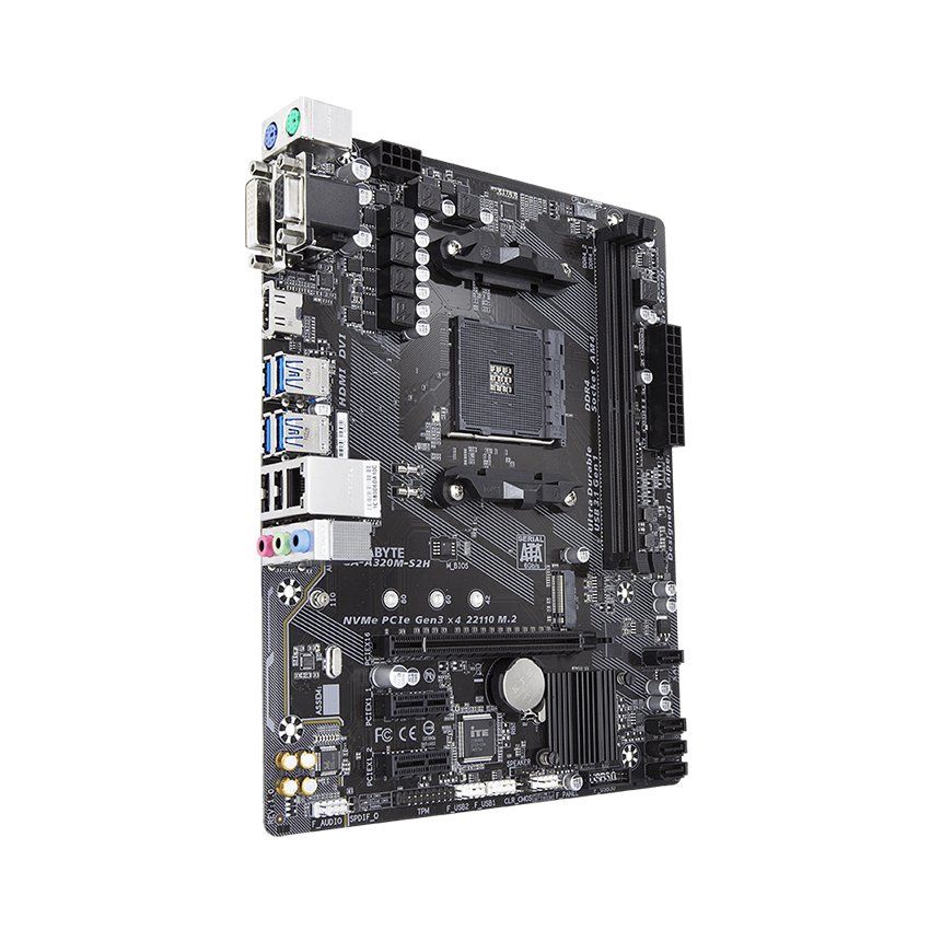 MAINBOARD GIGABYTE A320M-S2H (AMD A320, SOCKET AM4, M-ATX, 2 KHE RAM DDR4)