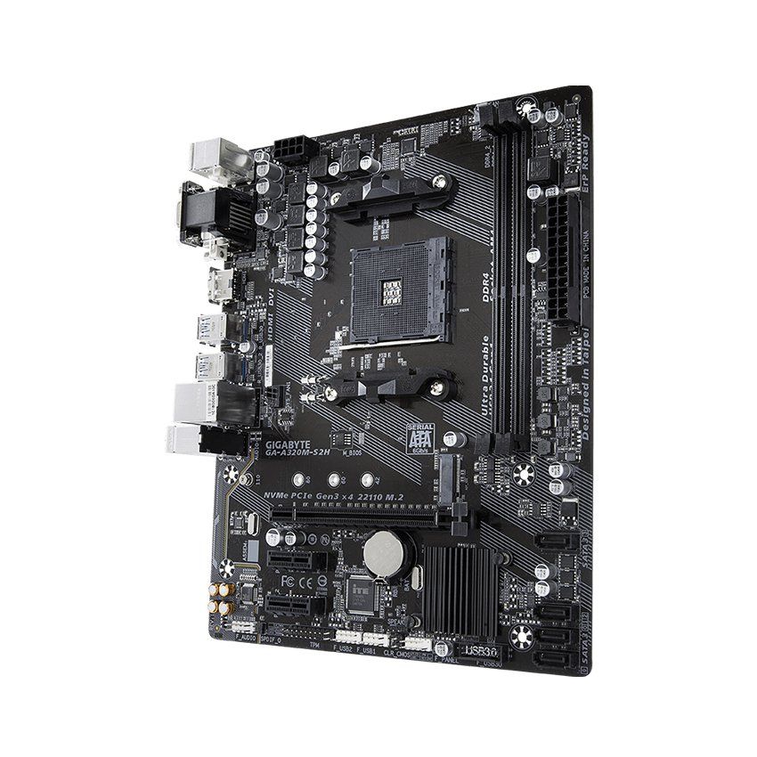 MAINBOARD GIGABYTE A320M-S2H (AMD A320, SOCKET AM4, M-ATX, 2 KHE RAM DDR4)