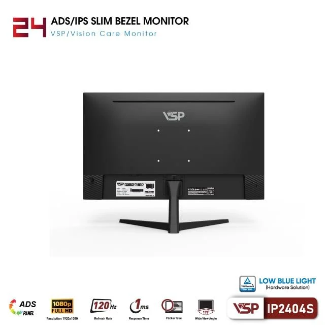Màn hình VSP IP2404S | 23.8 inch, Full HD, IPS, 1ms, 120Hz, TUV bảo vệ mắt