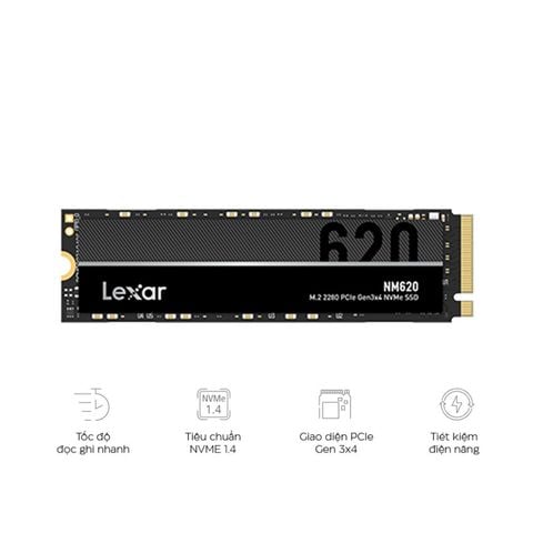  Ổ CỨNG SSD LEXAR NM620 256GB M.2 2280 PCIE 3.0X4 (ĐOC 3000MB/S - GHI 1300MB/S) - (LNM620X256G-RNNNG) 