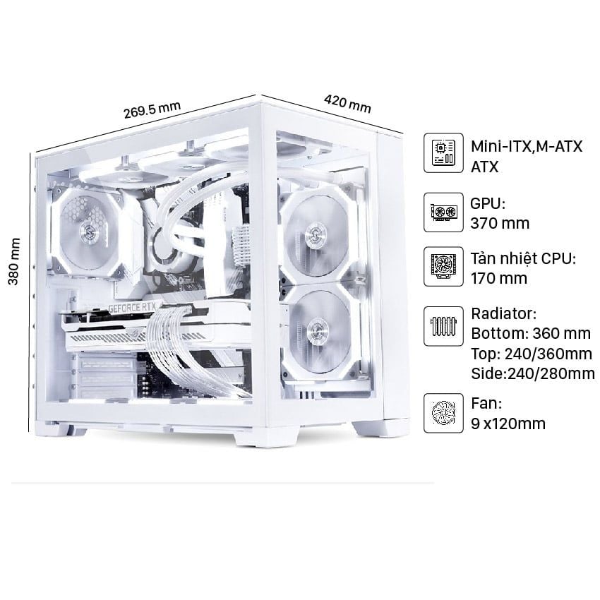 Case Lian Li PC - O11 Dynamic Mini Snow White