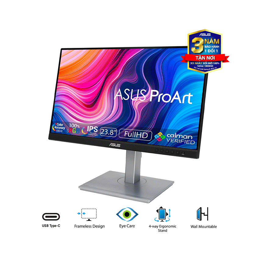 MÀN HÌNH ASUS PROART PA247CV (23.8INCH/FHD/IPS/75HZ/5MS/USB TYPEC)
