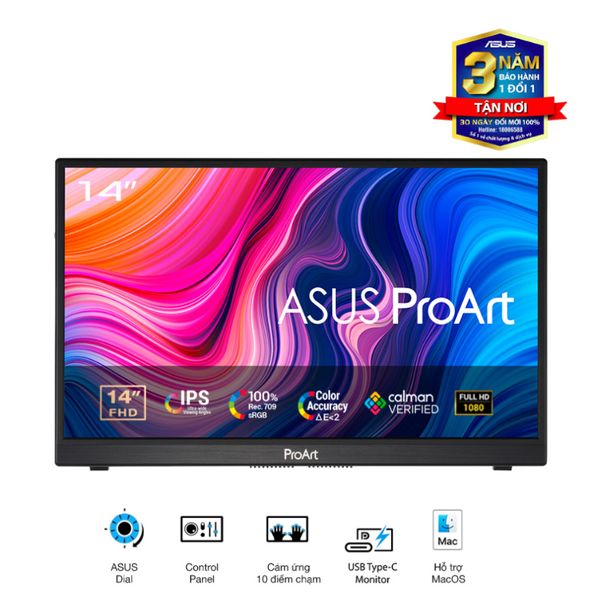  MÀN HÌNH DI ĐỘNG ASUS PROART PA148CTV (14INCH/FHD/IPS/60HZ/5MS/USB TYPEC/LOA/TOUCH) 
