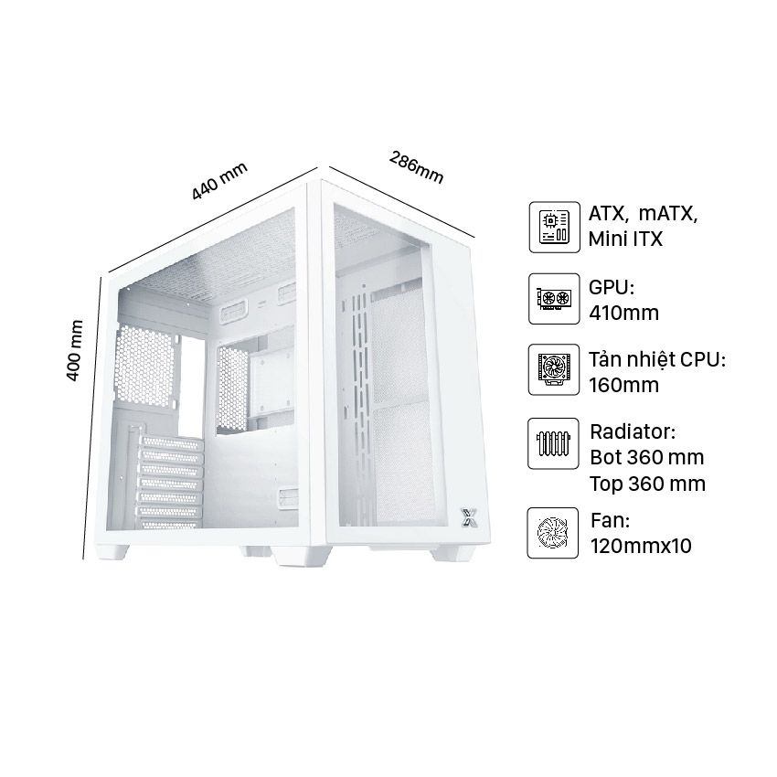 Case XIGMATEK AQUA III ARTIC (EN0822) WHITE (Mid Tower/Màu Trắng)