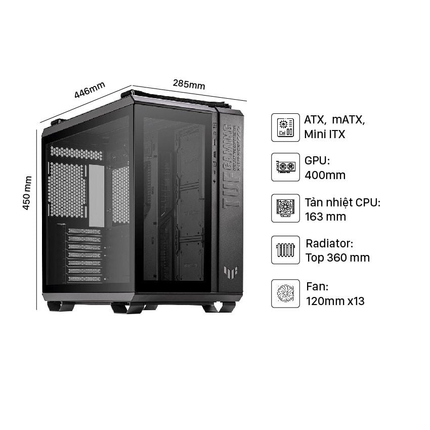 VỎ CASE ASUS TUF GAMING GT502 ( MID TOWER / MÀU ĐEN)