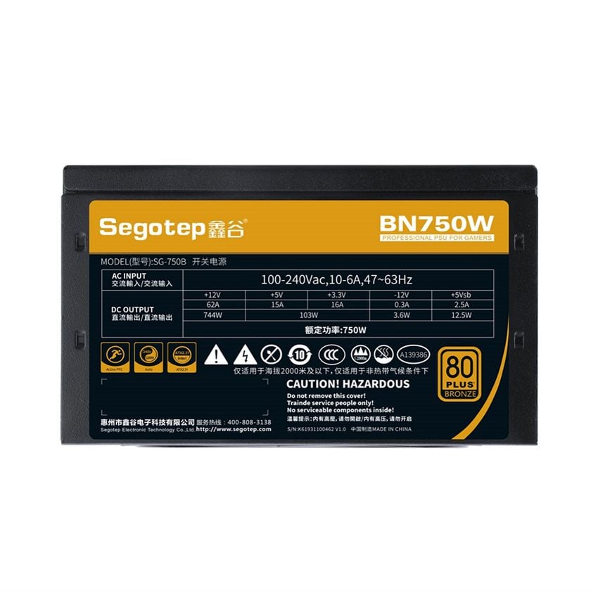  NGUỒN SEGOTEP BN750W (80 PLUS BRONZE) 