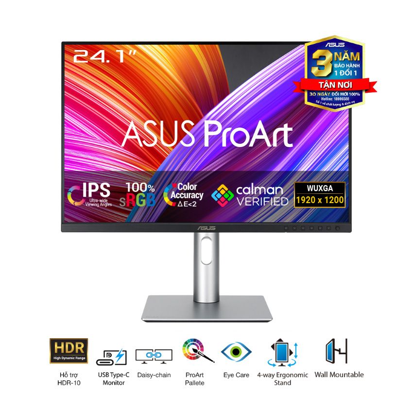 MÀN HÌNH ASUS PROART PA248CRV (24.1 INCH/FHD/WUXGA/IPS/75HZ/5MS/LOA/USB TYPE-C)