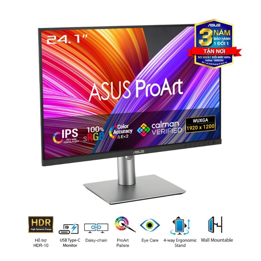 MÀN HÌNH ASUS PROART PA248CRV (24.1 INCH/FHD/WUXGA/IPS/75HZ/5MS/LOA/USB TYPE-C)