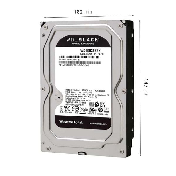  Ổ CỨNG HDD WD 1TB BLACK 3.5 INCH 7200RPM, SATA, 64MB CACHE (WD1003FZEX) 