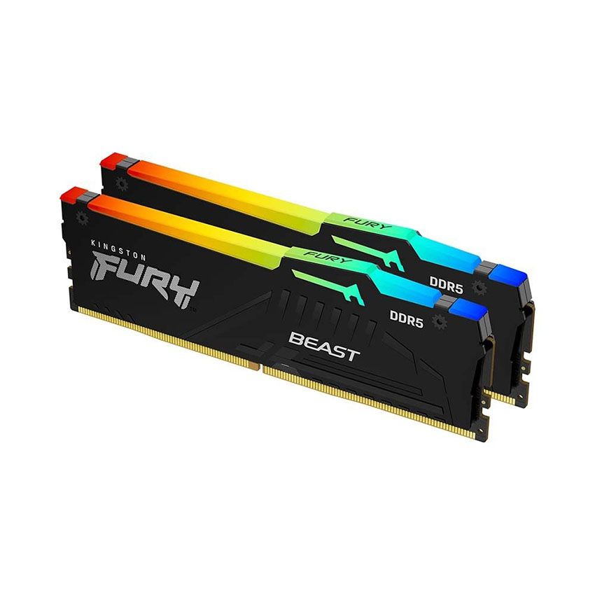 RAM DESKTOP KINGSTON FURY BEAST RGB (KF552C40BBAK2-64) 64GB (2X32GB) - DDR5 5200MHZ