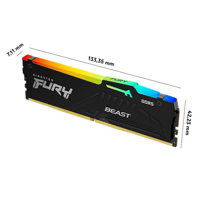 RAM DESKTOP KINGSTON FURY BEAST RGB (KF552C40BBAK2-64) 64GB (2X32GB) - DDR5 5200MHZ