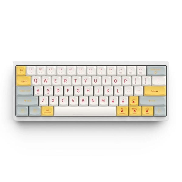  Bàn phím cơ Cidoo ABM641 Dual mode | White - Yellow ( vỏ nhôm ) 