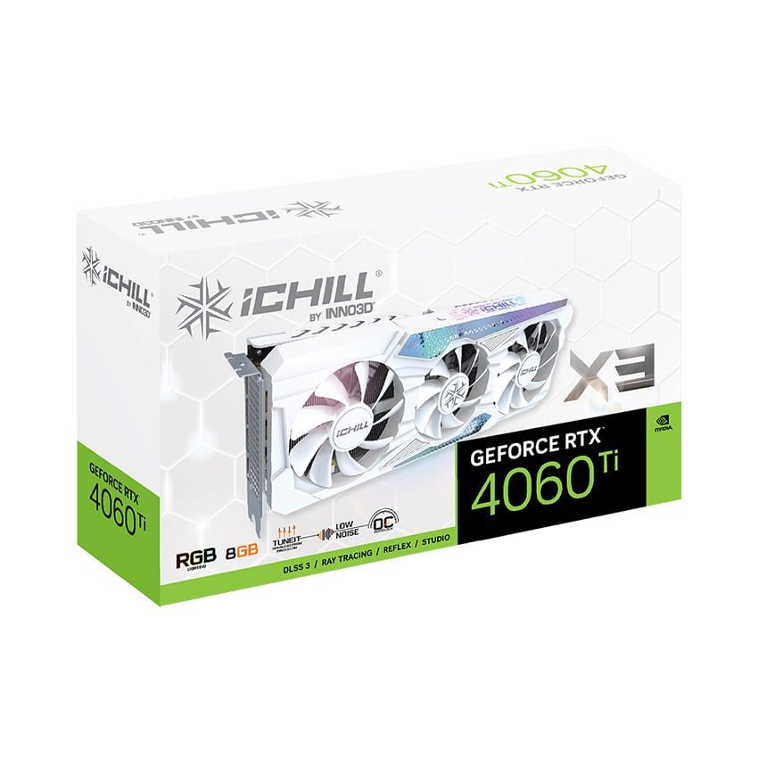 Card màn hình INNO3D GeForce RTX 4060 Ti iChill X3 8GB GDDR6 (WHITE)