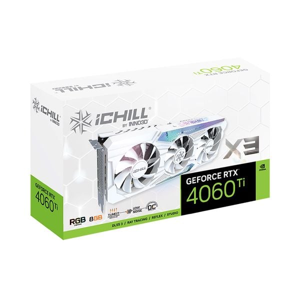  Card màn hình INNO3D GeForce RTX 4060 Ti iChill X3 8GB GDDR6 (WHITE) 