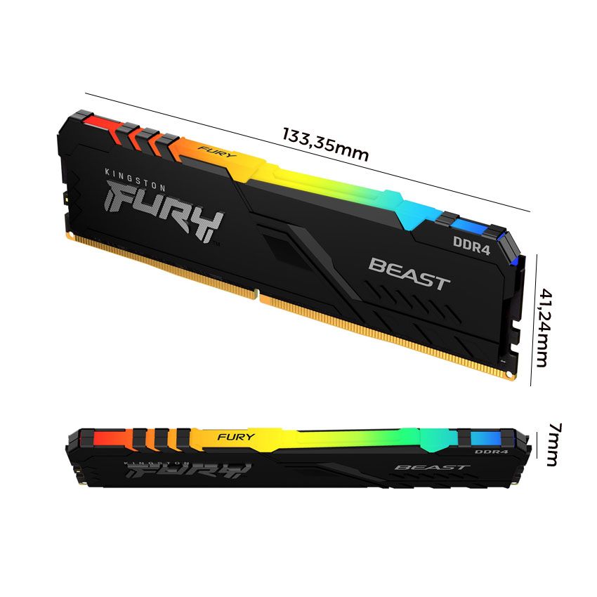 RAM DESKTOP KINGSTON FURY BEAST RGB (KF436C17BBAK2/16) 16GB (2X8GB) DDR4 3600MHZ