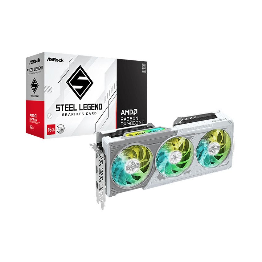  Card màn hình ASRock AMD Radeon RX 9060 XT Steel Legend 16GB OC 