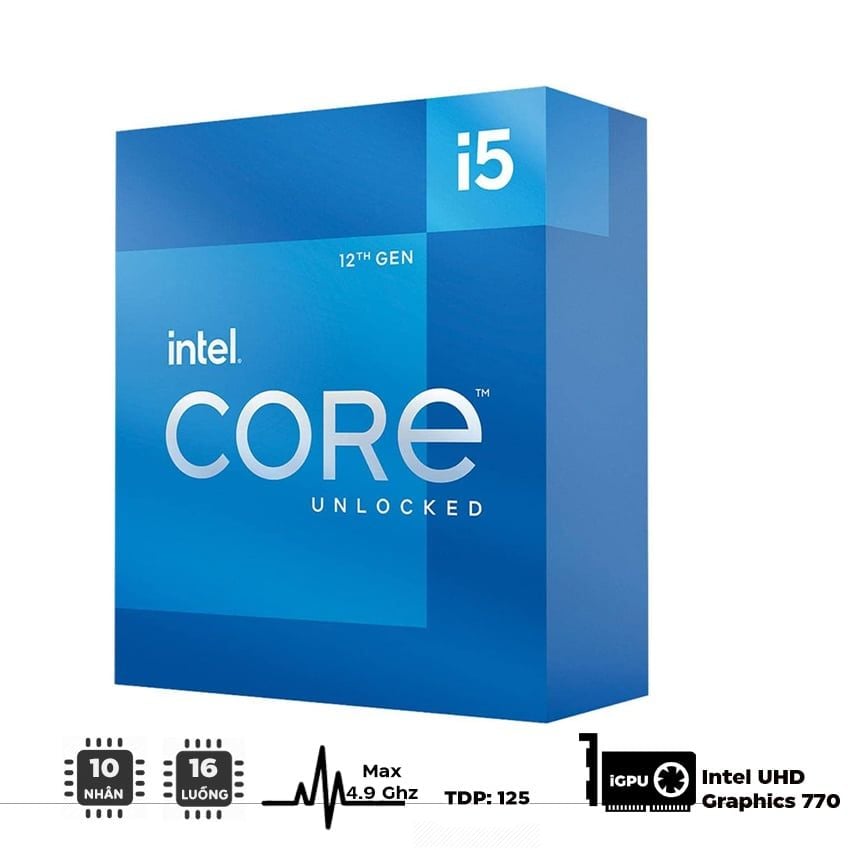 Intel Core i5 12400F / 2.5GHz Turbo 4.4GHz / 6 Nhân 12 Luồng / 18MB / LGA 1700
