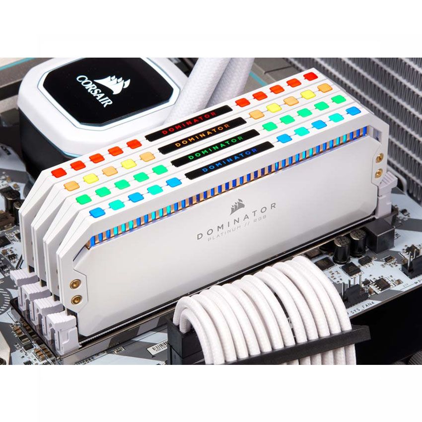 RAM DESKTOP CORSAIR DOMINATOR PLATINUM WHITE RGB (CMT32GX4M2E3200C16W) 32GB (2X16G) DDR4 3200MHZ