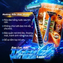 Combo 3 bộ dao cạo râu 4 lưỡi thay đầu Tiger Viễn Đông (3 cây dao cạo + 9 đầu thay)