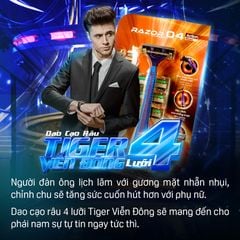 Combo 3 bộ dao cạo râu 4 lưỡi thay đầu Tiger Viễn Đông (3 cây dao cạo + 9 đầu thay)