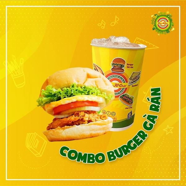  Combo Bánh Mì Burger Gà Miếng + Nước 