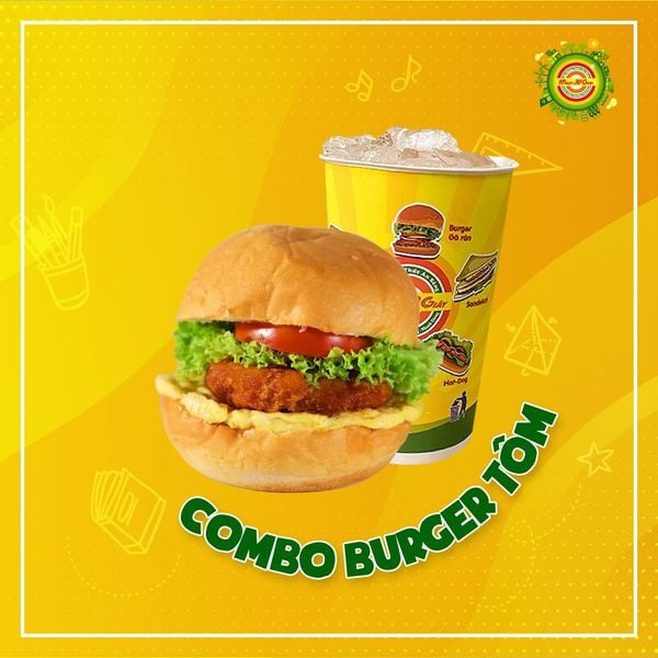  Combo Bánh Mì Burger Tôm Miếng + Nước 