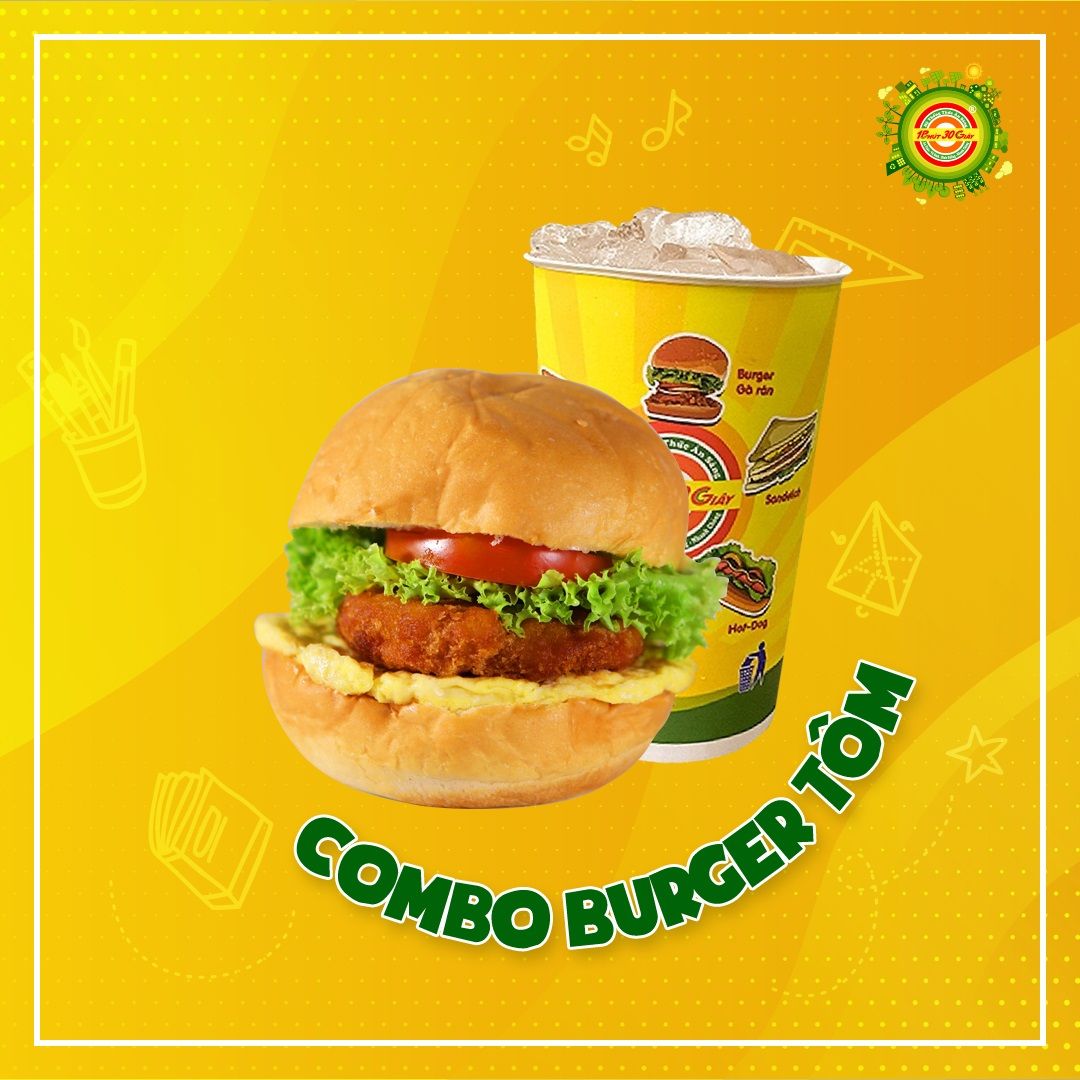  Combo Bánh Mì Burger Tôm Miếng + Nước 