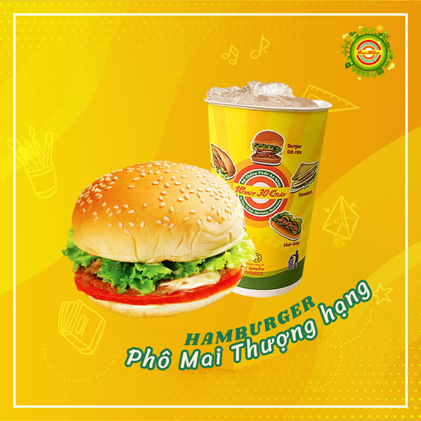  Combo Bánh Mi Hamburger Phô Mai Thượng Hạng + Nước 
