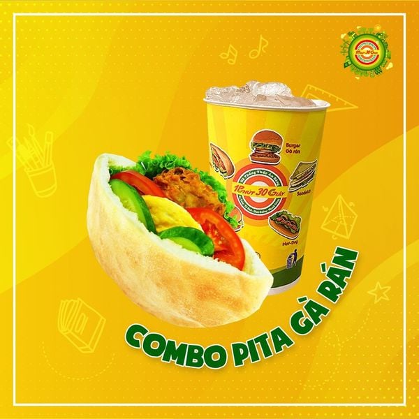  Combo Bánh Mi Pita Gà Miếng + Nước 