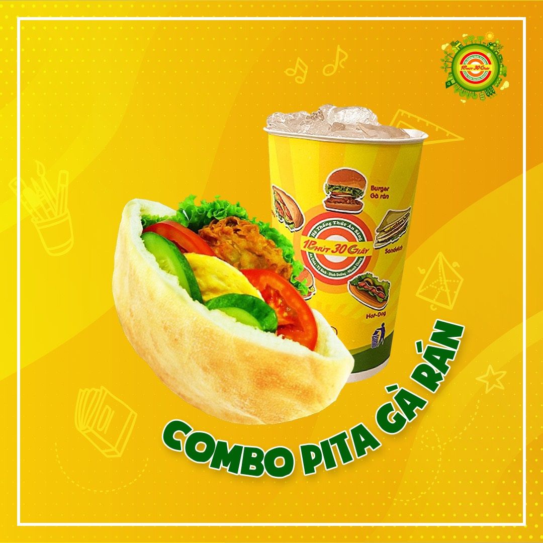  Combo Bánh Mi Pita Gà Miếng + Nước 