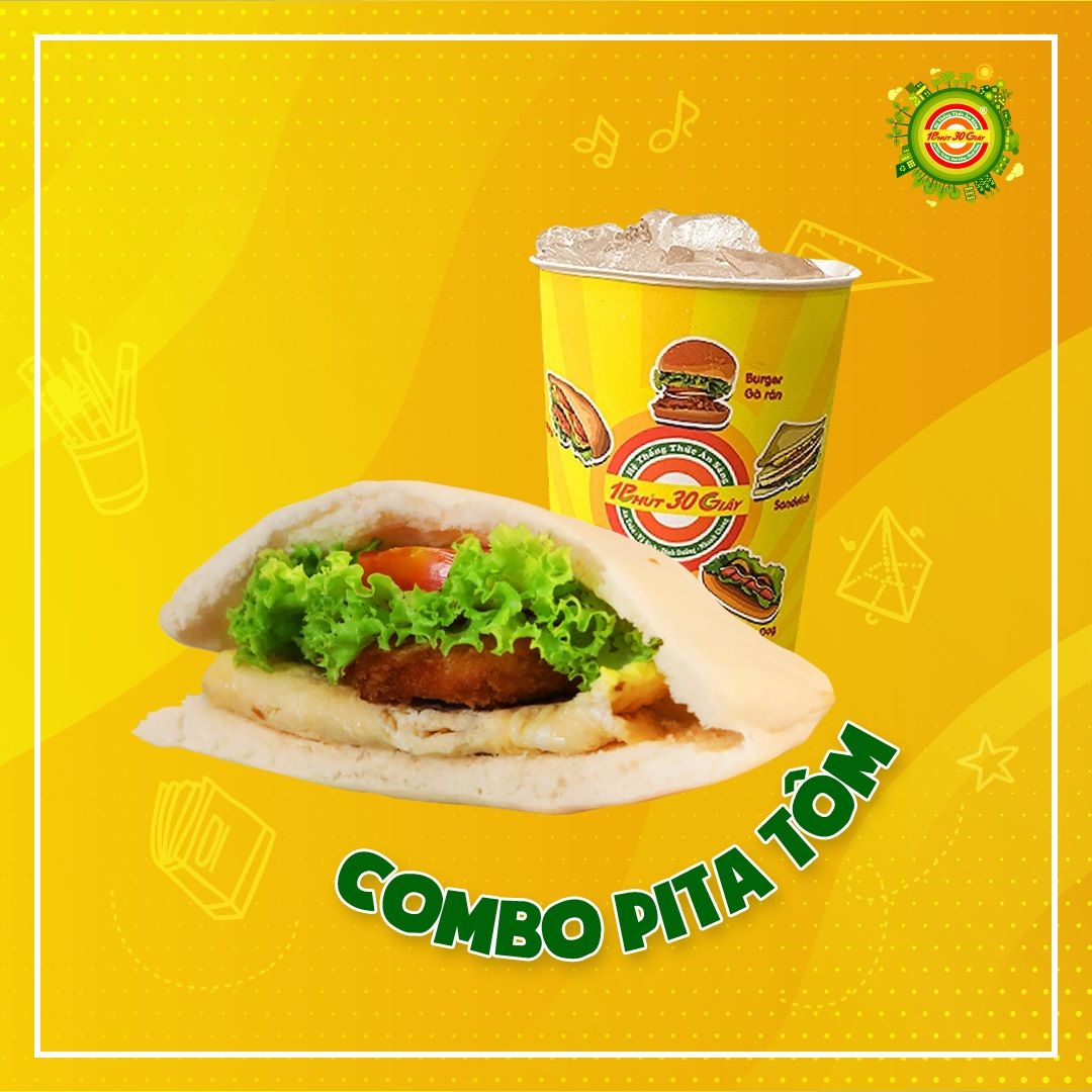  Combo Bánh Mi Pita Tôm Miếng + Nước 