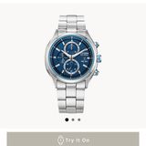  Đồng Hồ nam Citizen Chronograph Blue Dial Stainless Steel Men's CA0430-54M 