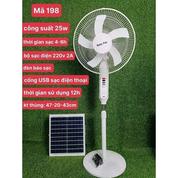  Quạt Tích Điện Năng Lượng Mặt Trời Solar Fan KL-198 