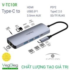Hub chuyển đổi VEGGIEG V-TC10R Type C - 10in1