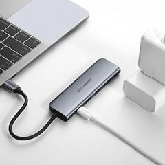 Bộ chuyển đổi Type C ra 3 cổng USB 3.0+ HDMI + tích hợp nguồ PD Ugreen 50209