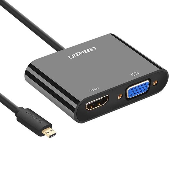 Giắc chuyển đổi từ Micro HDMI sang VGA + HDMI + Audio Ugreen 30355