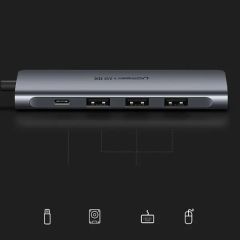 Bộ chuyển đổi Type C ra 3 cổng USB 3.0+ HDMI + tích hợp nguồ PD Ugreen 50209