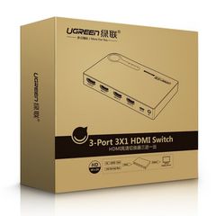 Bộ gộp HDMI 3 vào 1 ra Ugreen 40234 - Hỗ trợ full HD, 3D màu đen
