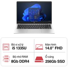 Laptop HP 240 G10 8F133PA | i5 1335U | Ram 8GB | SSD 256GB | 14 inch FHD | Win11 | Silver